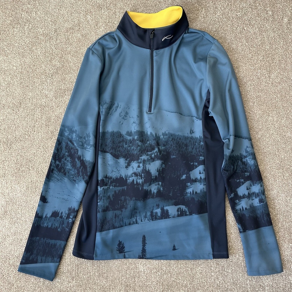 KJUS Mens Revel 1/4 Zip Pullover Midlayer Medium Mountains Golf Performance NWOT